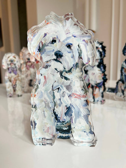 White Maltipoo Acrylic Small Shelfie