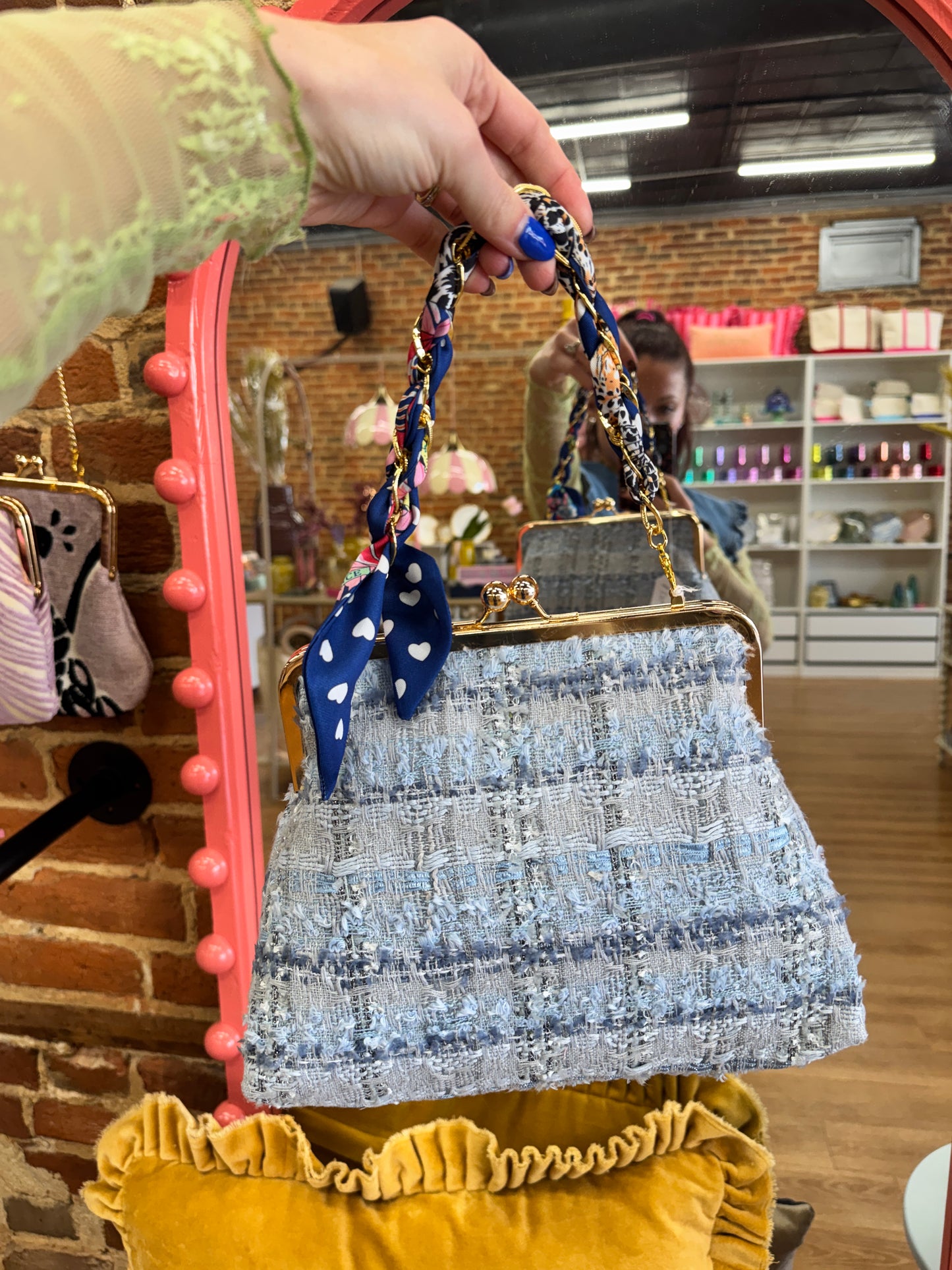 Glenda Gies Blue Tweed “Trixie” Purse