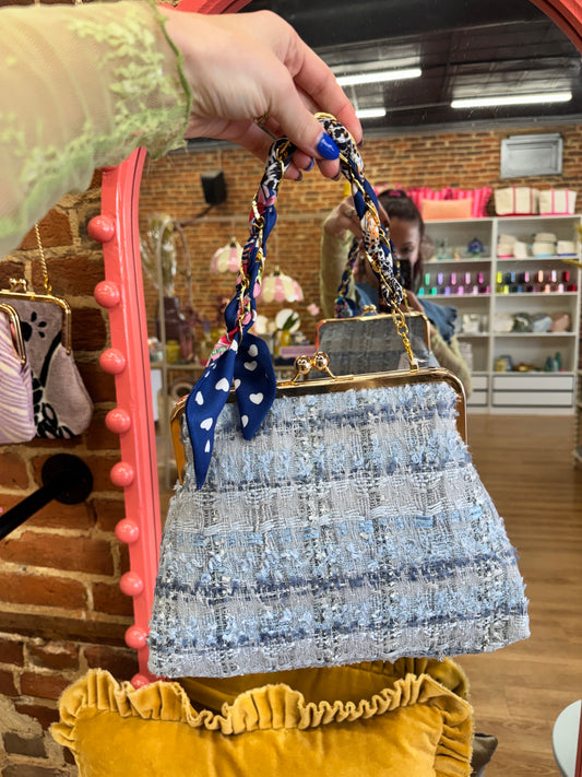 Glenda Gies Blue Tweed “Trixie” Purse
