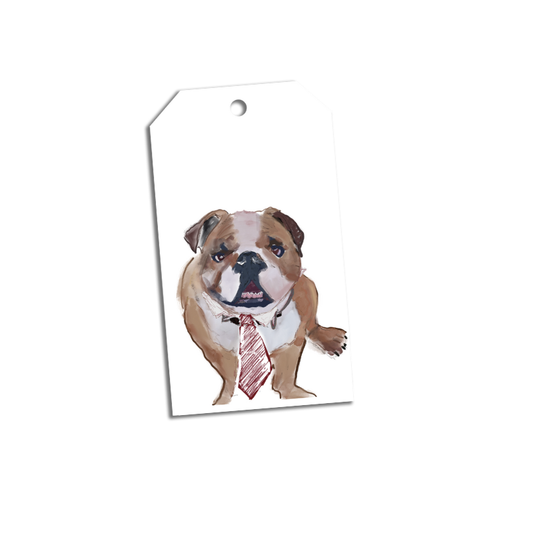 Bulldog Wearing a Necktie Gift Tags 6ct