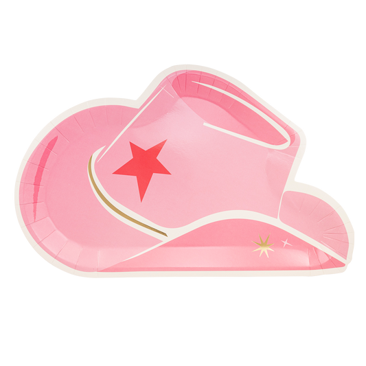 Pink Cowboy Hat Plates 8ct