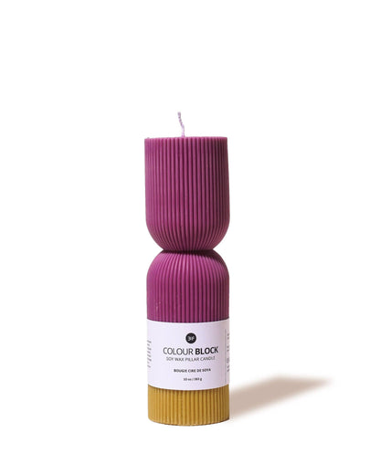 Color Block Pillar Candle - Wine & Gold