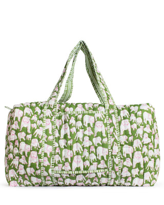 Chelsea Bulldog Quilted Duffle    Green/Pink/White   22x11.5x11.5