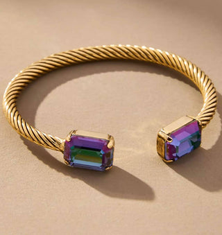 Charlotte Cuffs in Rectangle: Aqua Lemon
