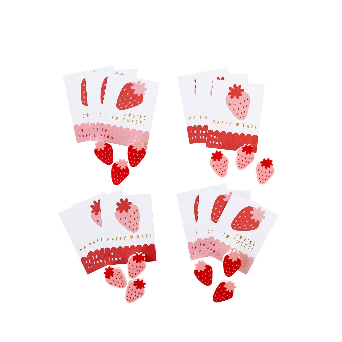 Strawberries and Hearts Valentine's Cards 12ct