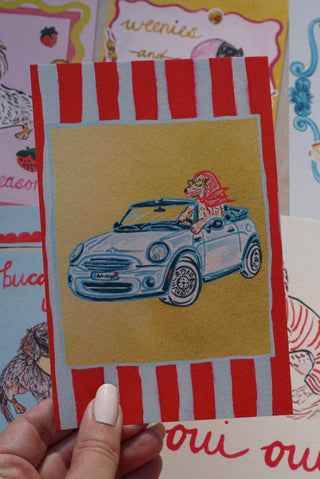 Dachshund Collection: Convertible Rides Fine Art Print: 11x14