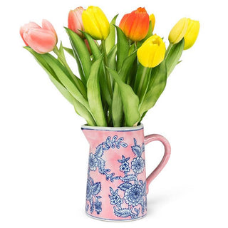 Small Floral Jug-7"H(22oz): Pink