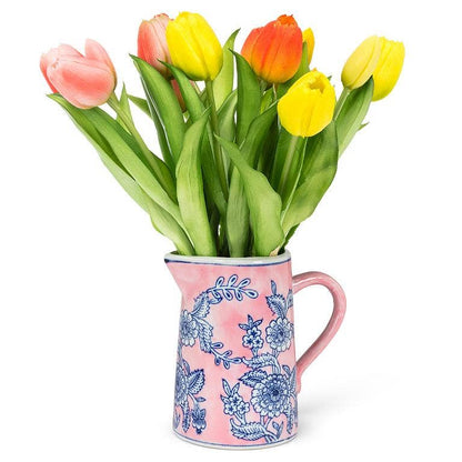Small Floral Jug-7"H(22oz): Pink