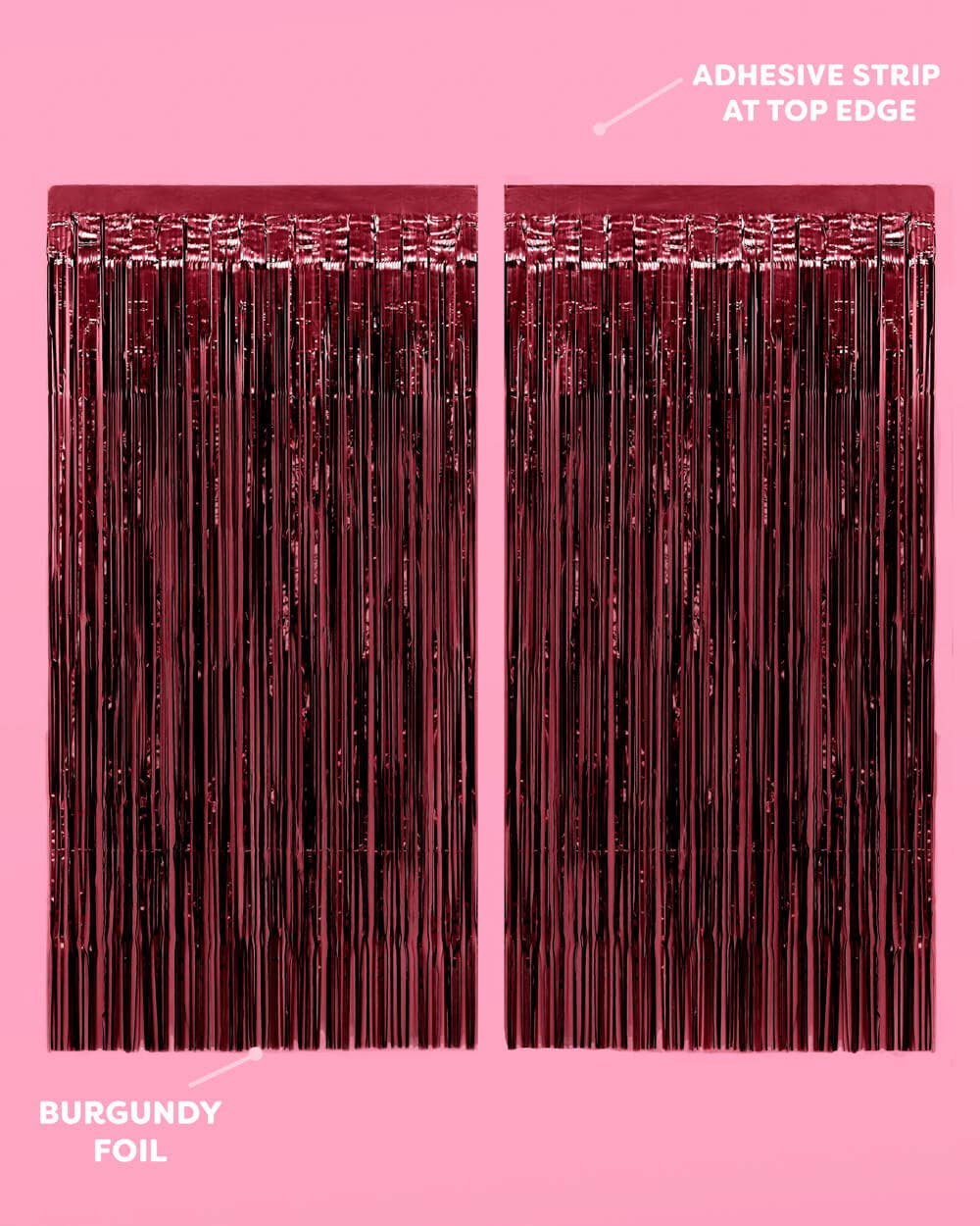 Maroon Fringe Curtains | 2-Pack Party Backdrop, Tinsel