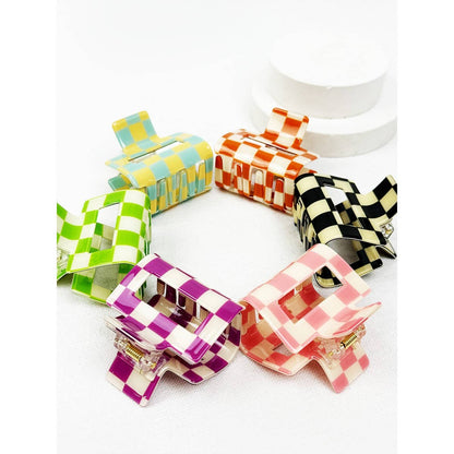 Colorful Checkered Medium Size Hair Claw