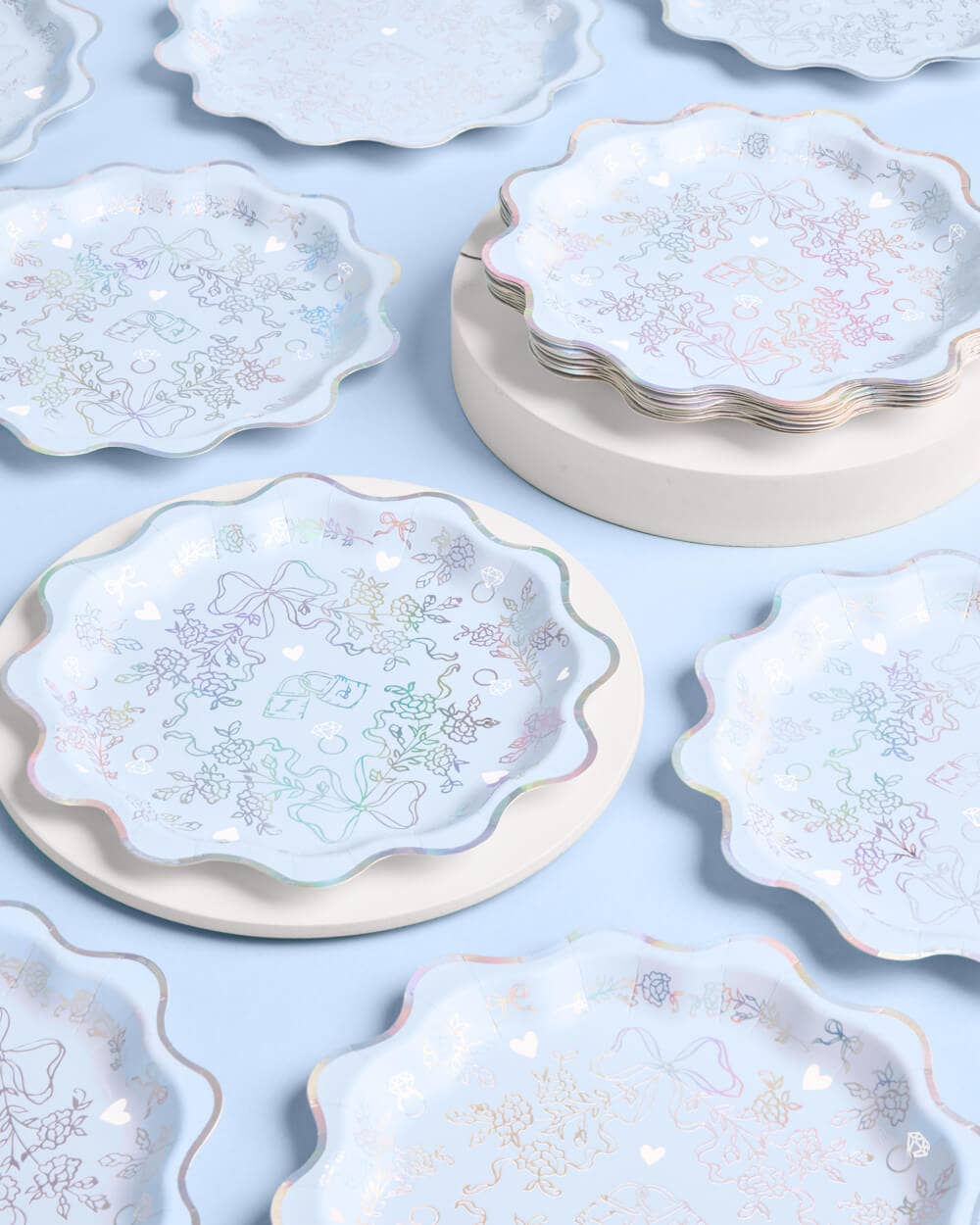 Something Blue Plates - 25 paper plates, bachelorette, bride