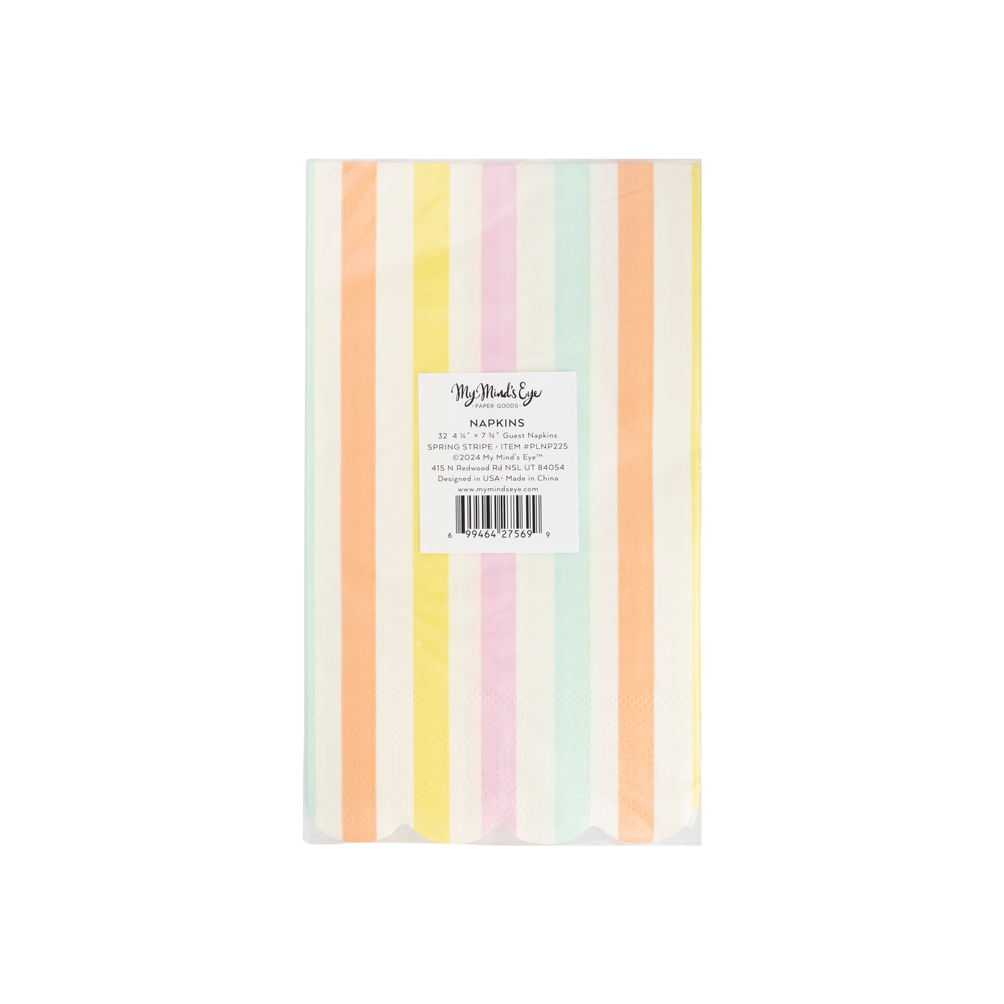 Spring Stripe Scallop Paper Dinner Napkins 32ct