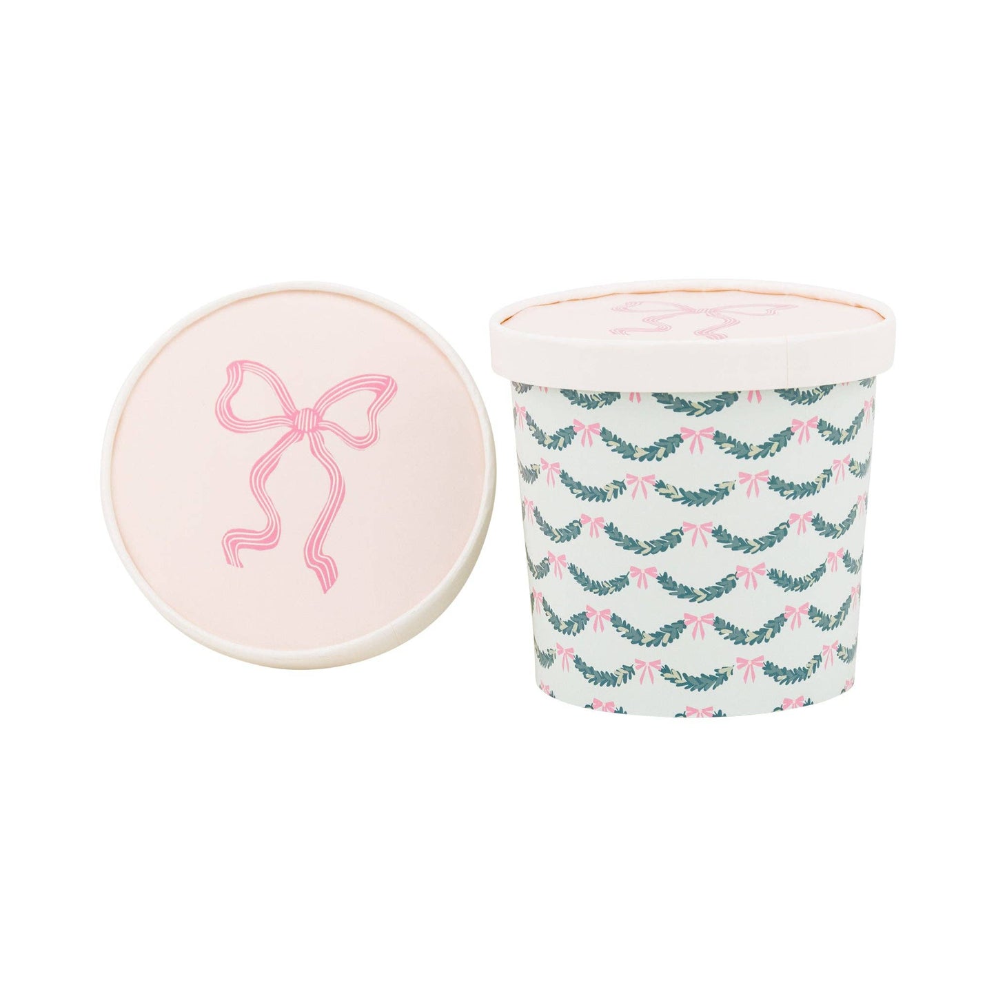 Pink Bow Garland Take Out Treat Cups 32 oz/6ct