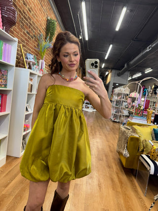 Lime Light Bubble Mini Dress