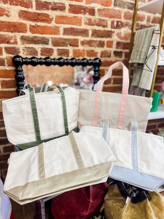 Metallic Medium Canvas Tote, 4 Color Options