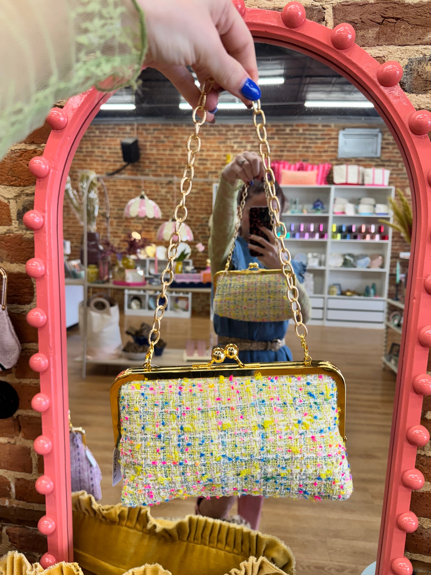 Glenda Gies Multicolored Tweed “Trixie” Purse