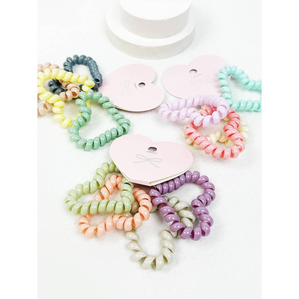 Heart Shape of Spiral Hair Tie Set/4