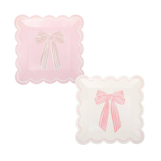 Large Pink Bows Plates 8ct