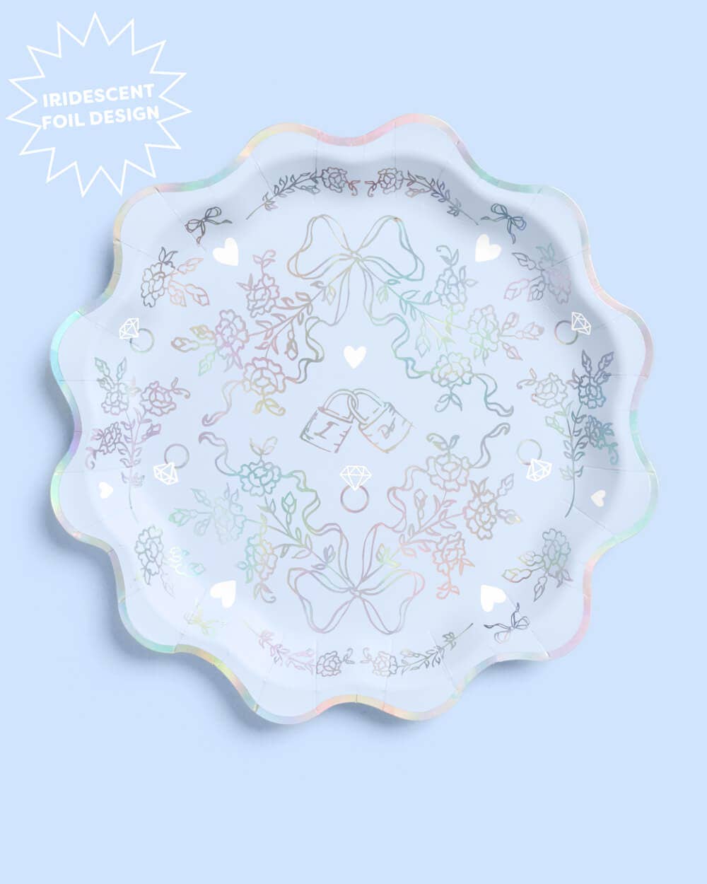 Something Blue Plates - 25 paper plates, bachelorette, bride