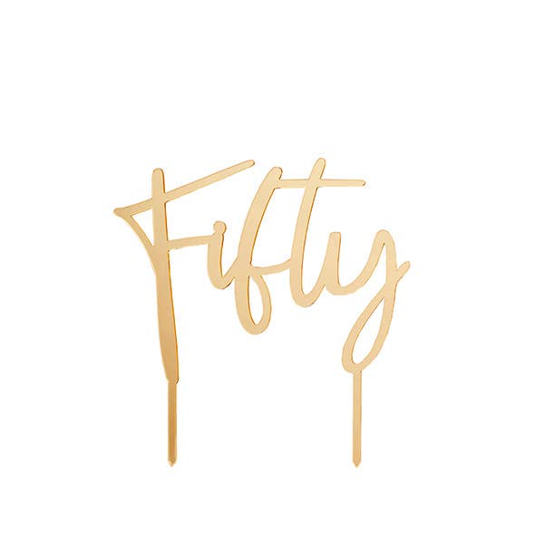 Gold 'Fifty' 50 Acrylic Cake Topper