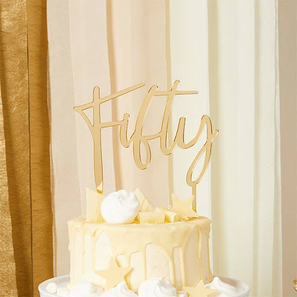 Gold 'Fifty' 50 Acrylic Cake Topper