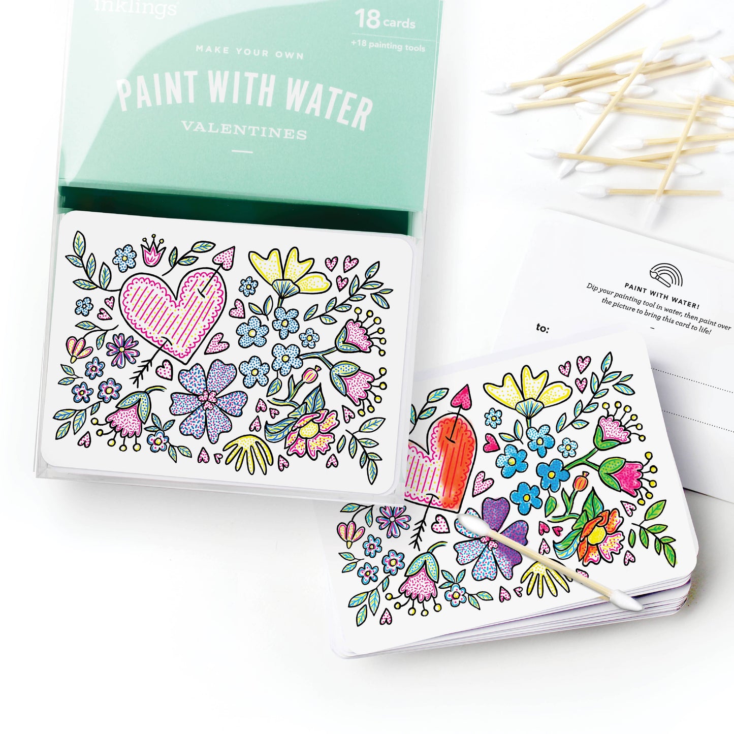 Paint with Water Valentine Cards - Floral