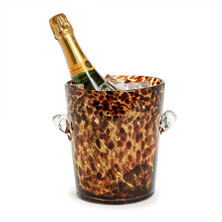 Artisan Tortoise Shell Glass Ice Bucket – Premium Luxury Barware