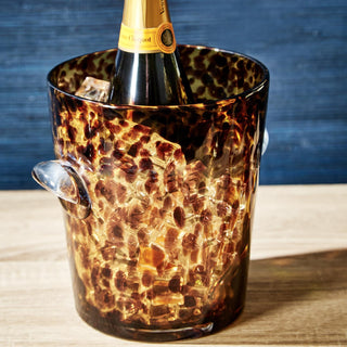 Artisan Tortoise Shell Glass Ice Bucket – Premium Luxury Barware