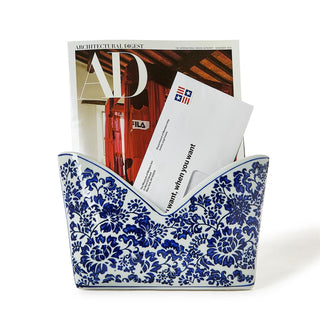 Blue & White Chinoiserie Ceramic Mail + Letter Holder