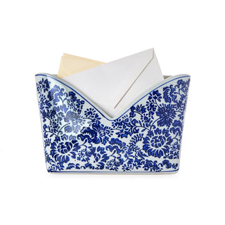Blue & White Chinoiserie Ceramic Mail + Letter Holder