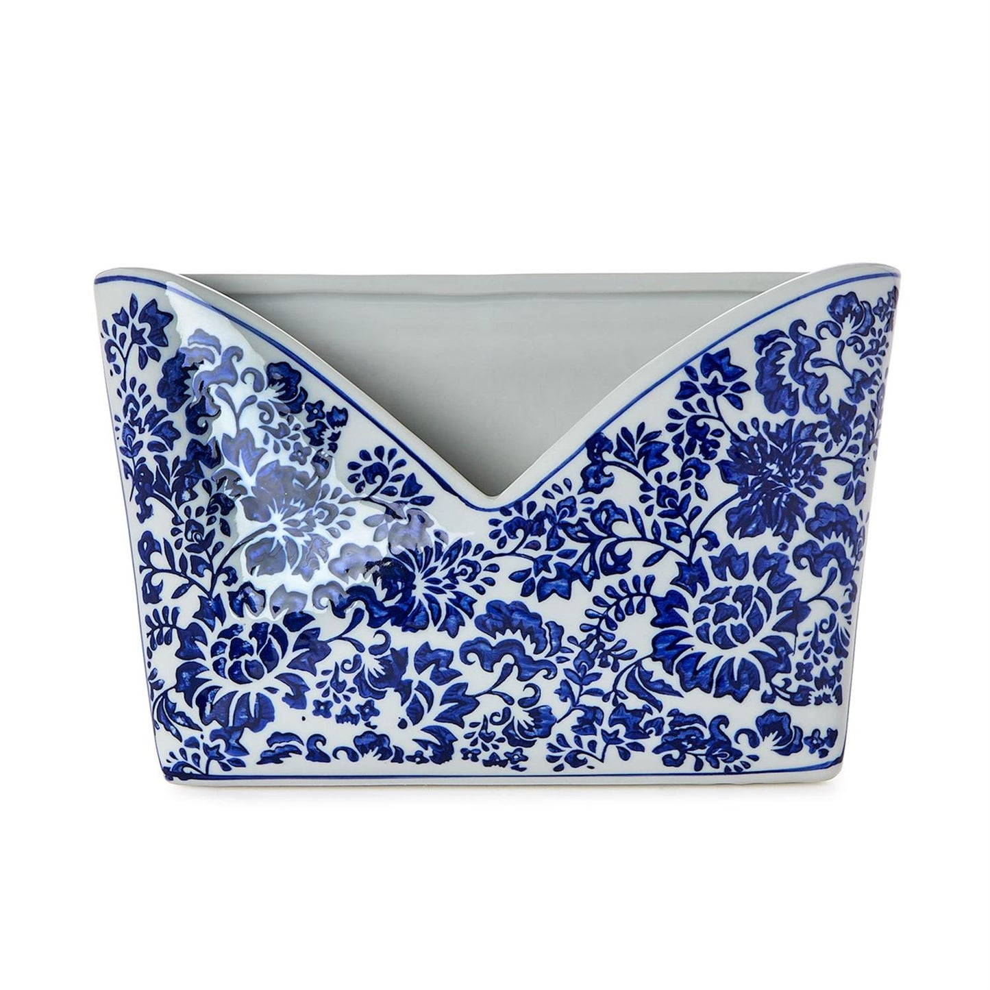 Blue & White Chinoiserie Ceramic Mail + Letter Holder