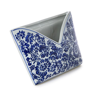 Blue & White Chinoiserie Ceramic Mail + Letter Holder