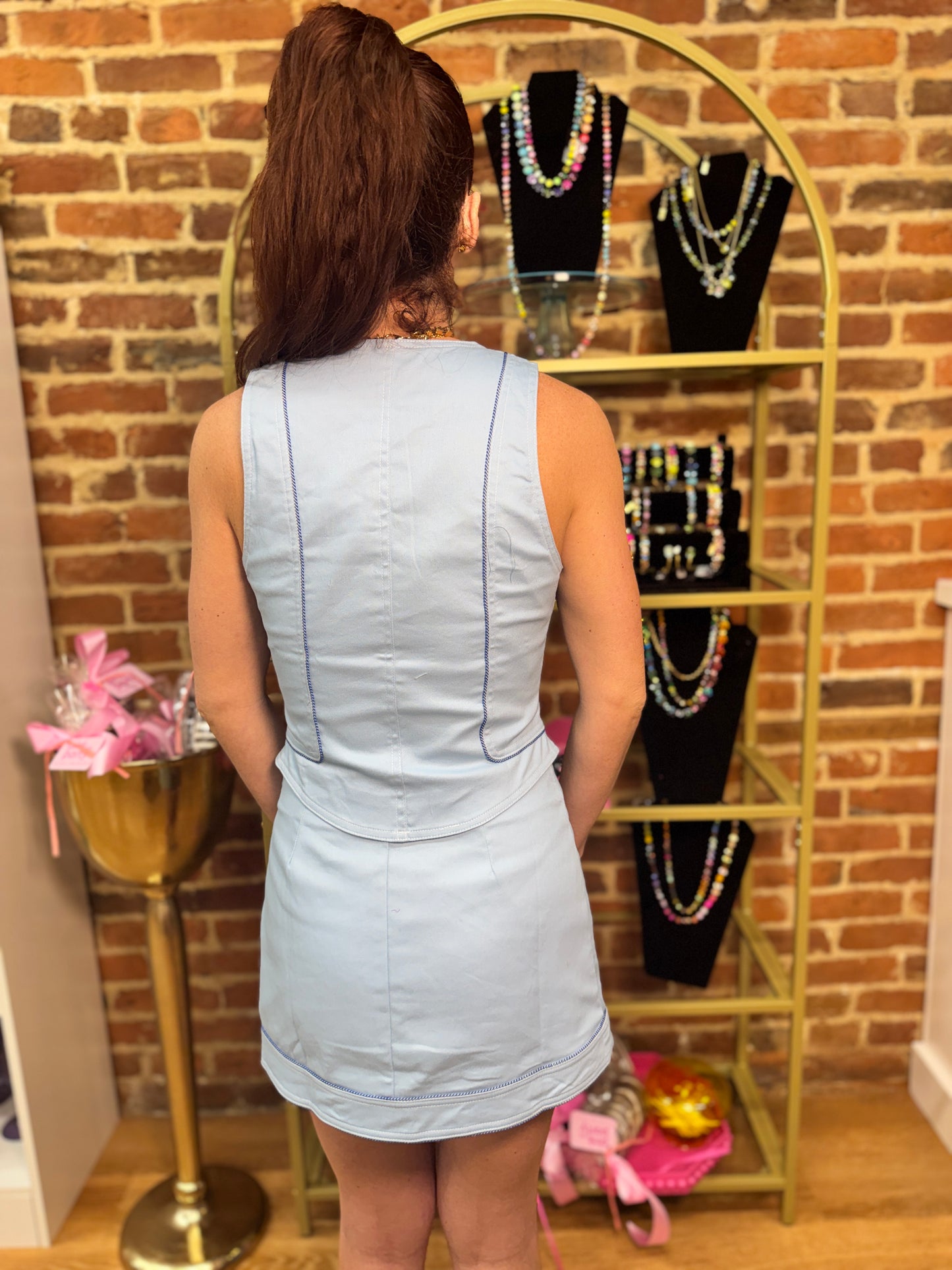 Powder Blue Vest/Skort Set