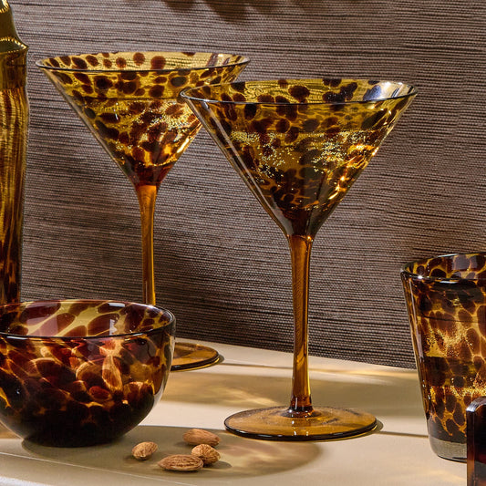 Tortoise Shell Martini Glasses, Set of 2