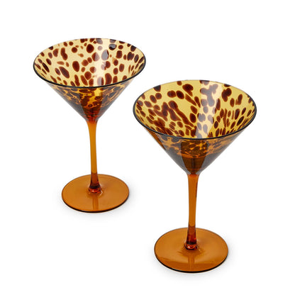 Tortoise Shell Martini Glasses, Set of 2