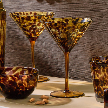 Tortoise Shell Martini Glasses, Set of 2