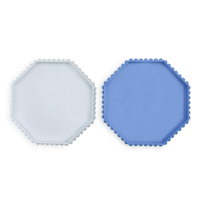 Octagon Lacquered Tray, Blue or White