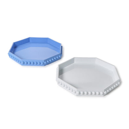 Octagon Lacquered Tray, Blue or White