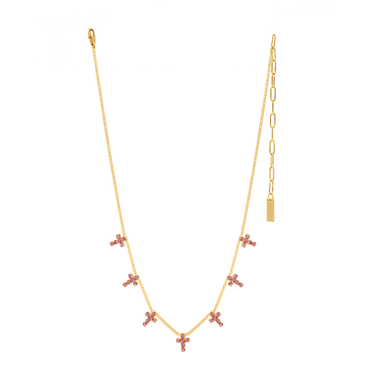 Multi Cross Necklace in Light Rose