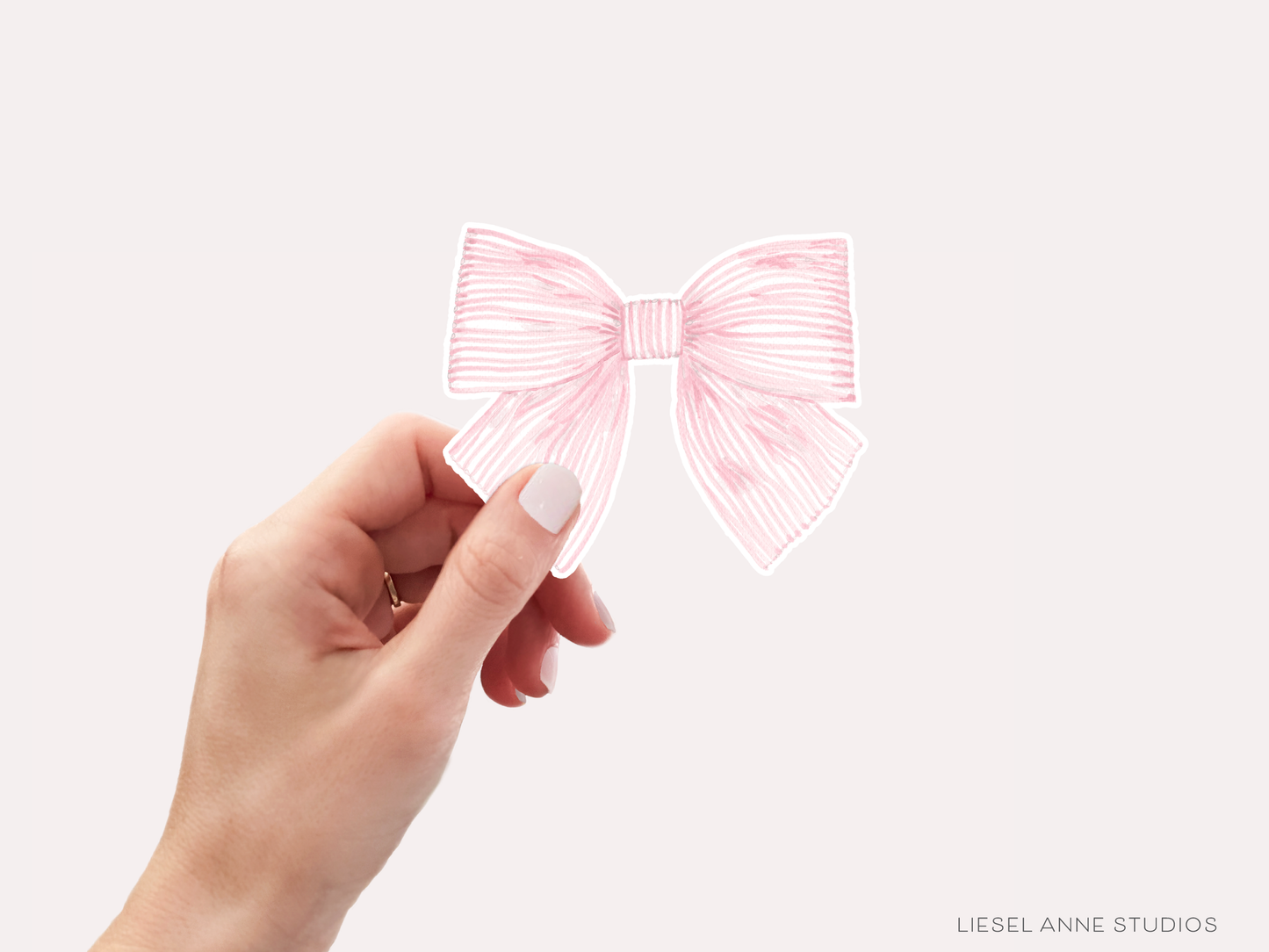 Pink Striped Bow Vinyl Sticker