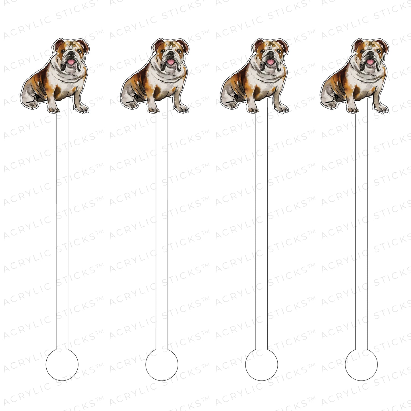 Bulldog Acrylic Drink Stir Stick