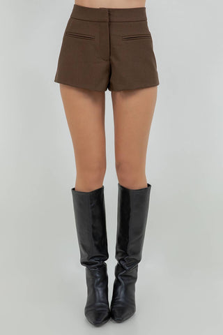 Meet Me in Manhattan Brown Woven Shorts