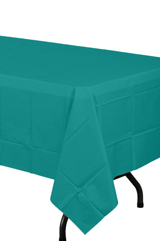 Teal Disposable Plastic Tablecloth - 54 in. x 108 in.