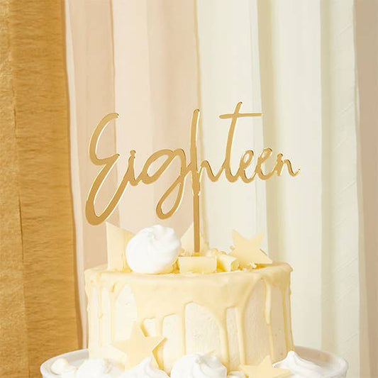 Gold 'Eighteen' 18 Acrylic Cake Topper