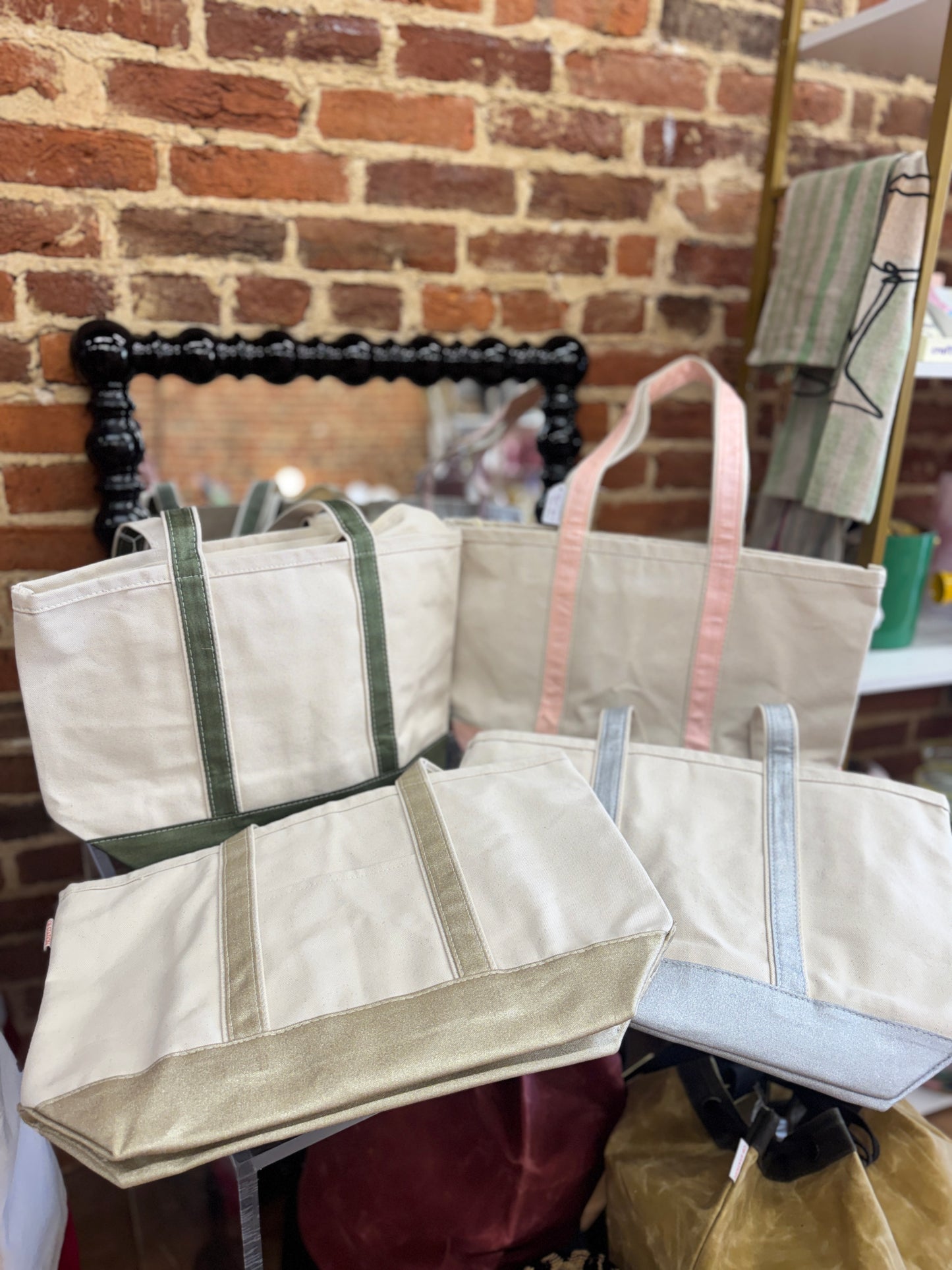 Metallic Medium Canvas Tote, 4 Color Options