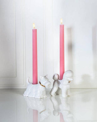 Poodle Taper Holder-White-4.5"L