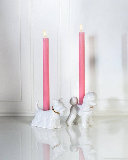 Poodle Taper Holder-White-4.5"L