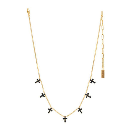 Multi Cross Necklace in Jet
