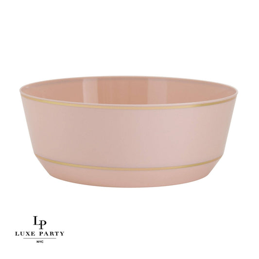 14 Oz. Round Blush • Gold Plastic Bowls | 10 Pack