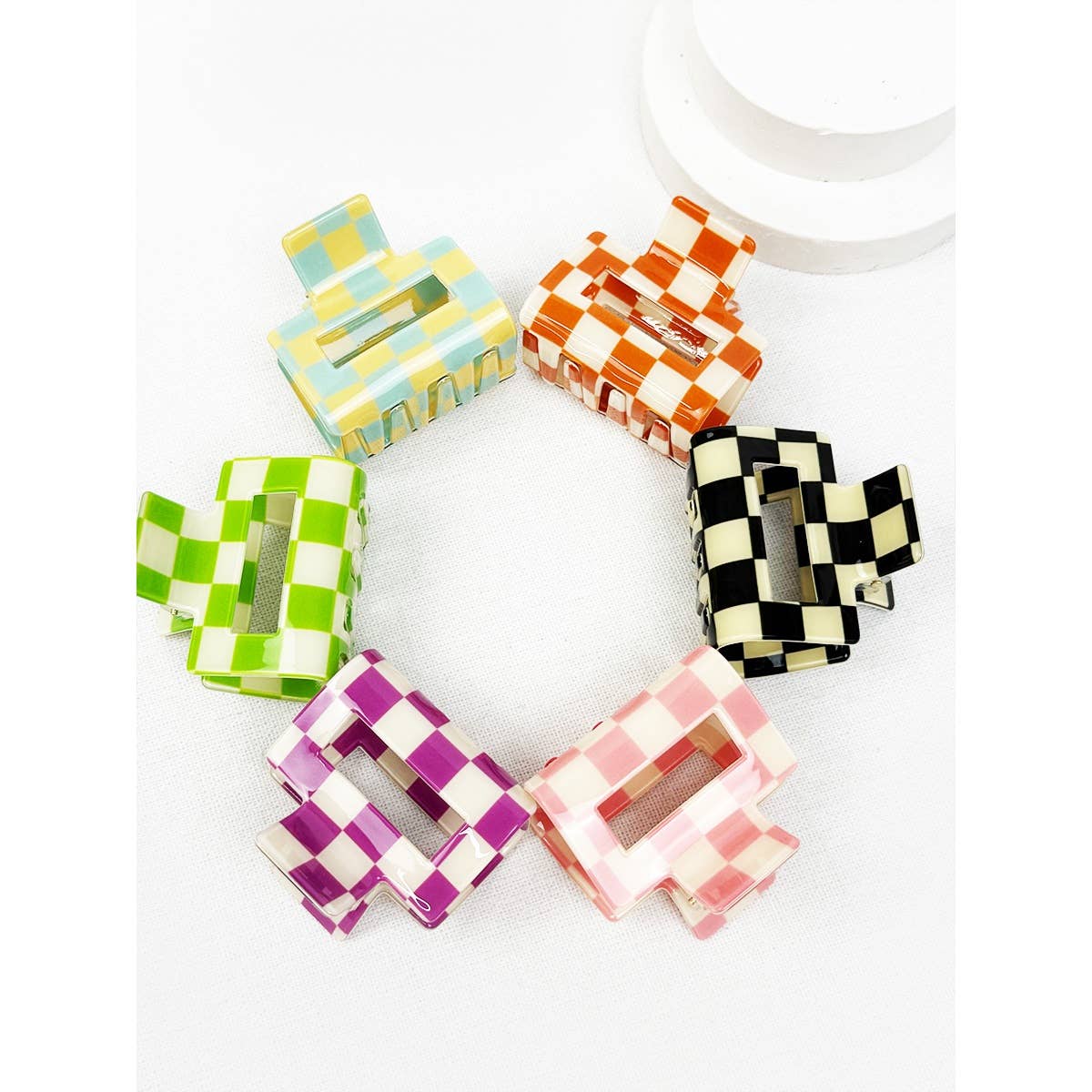 Colorful Checkered Medium Size Hair Claw